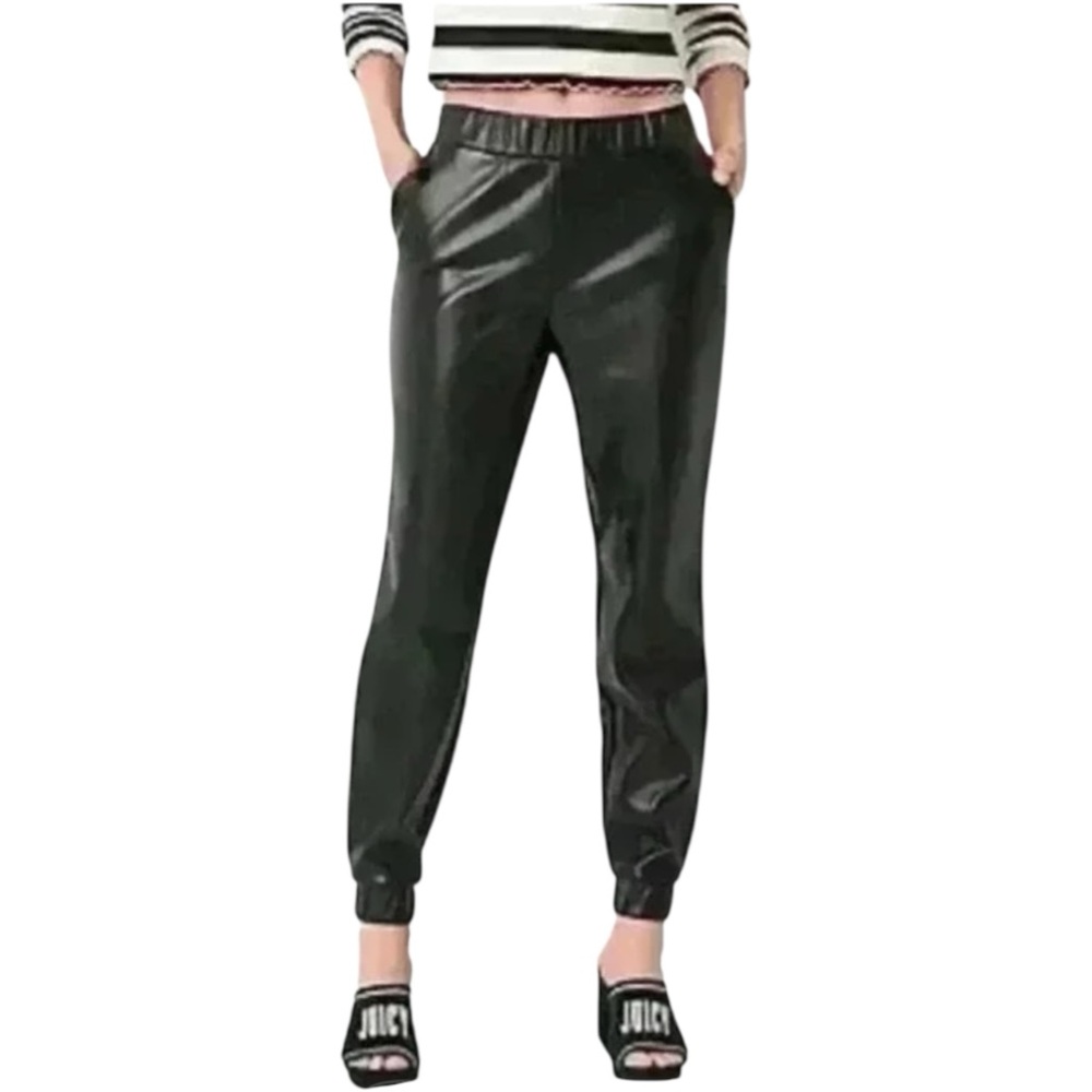 Juicy Couture Black Pleather Fleece Lined Leggings Womens XXL Faux Leather Pants
